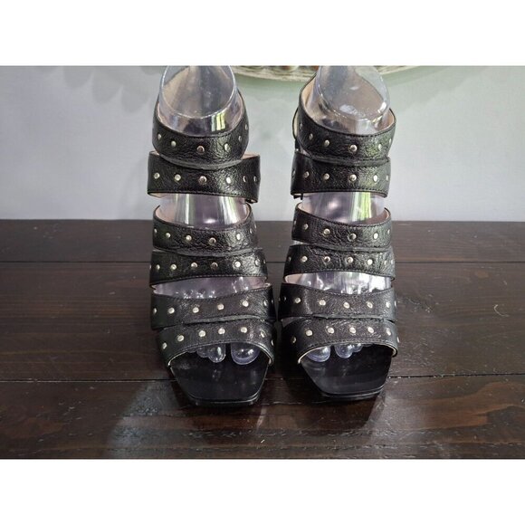 NWOB Michael Kors Studded Black Leather Strappy Stiletto Heels/Sz. 9M - Picture 5 of 11